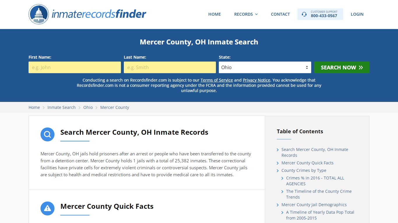 Mercer County, OH Inmate Lookup & Jail Records Online