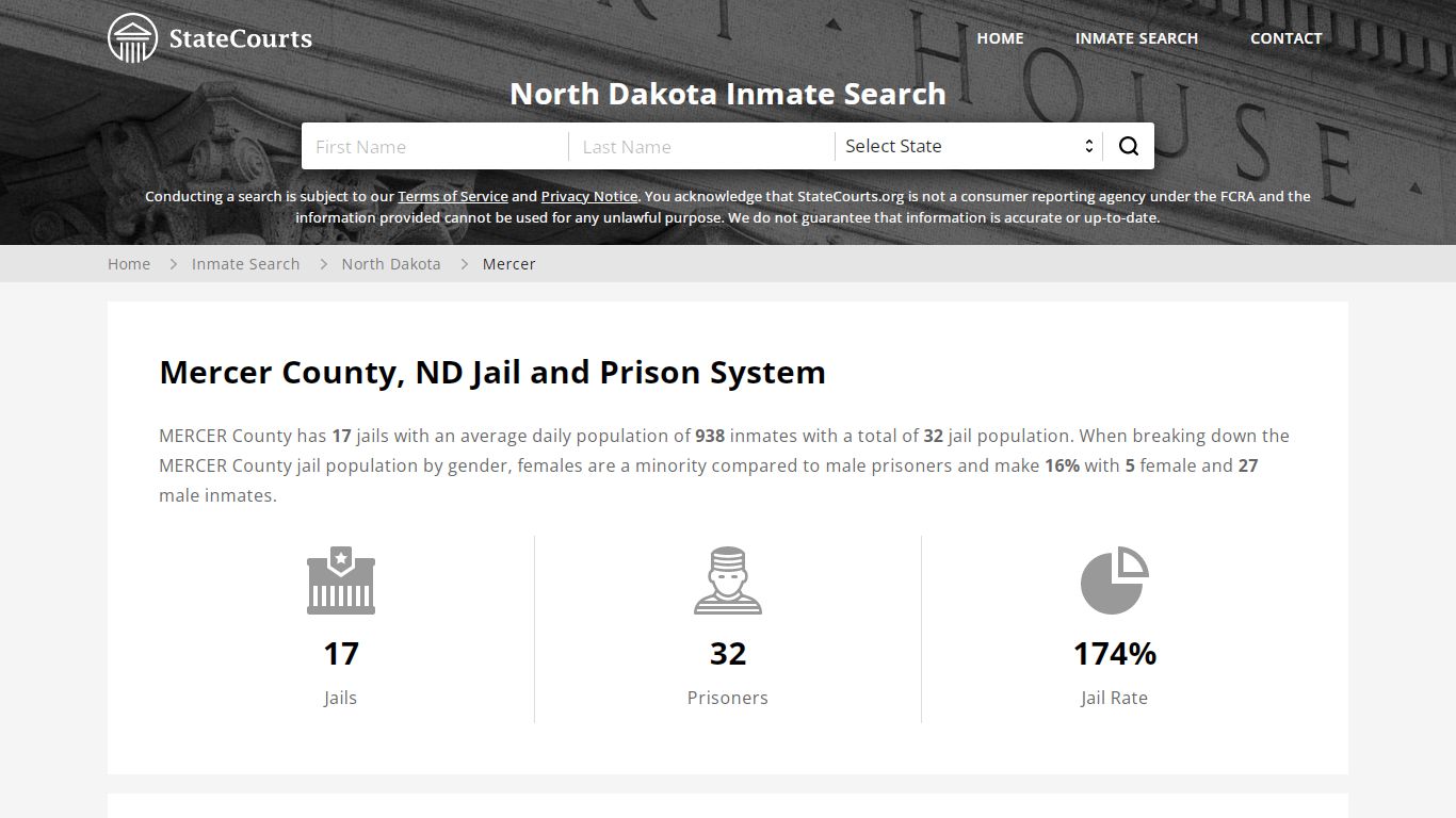 Mercer County, ND Inmate Search - StateCourts